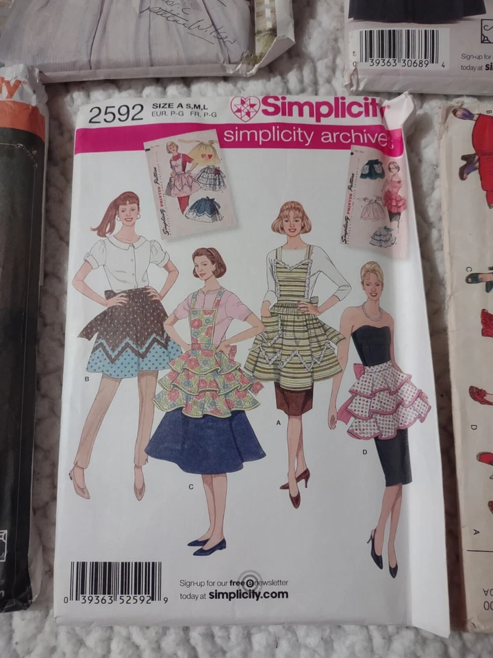 Vtg Dress Patterns X5 Vogue Simplicity Butterick Dress Apron Prairy Victorian - Image 3 of 4