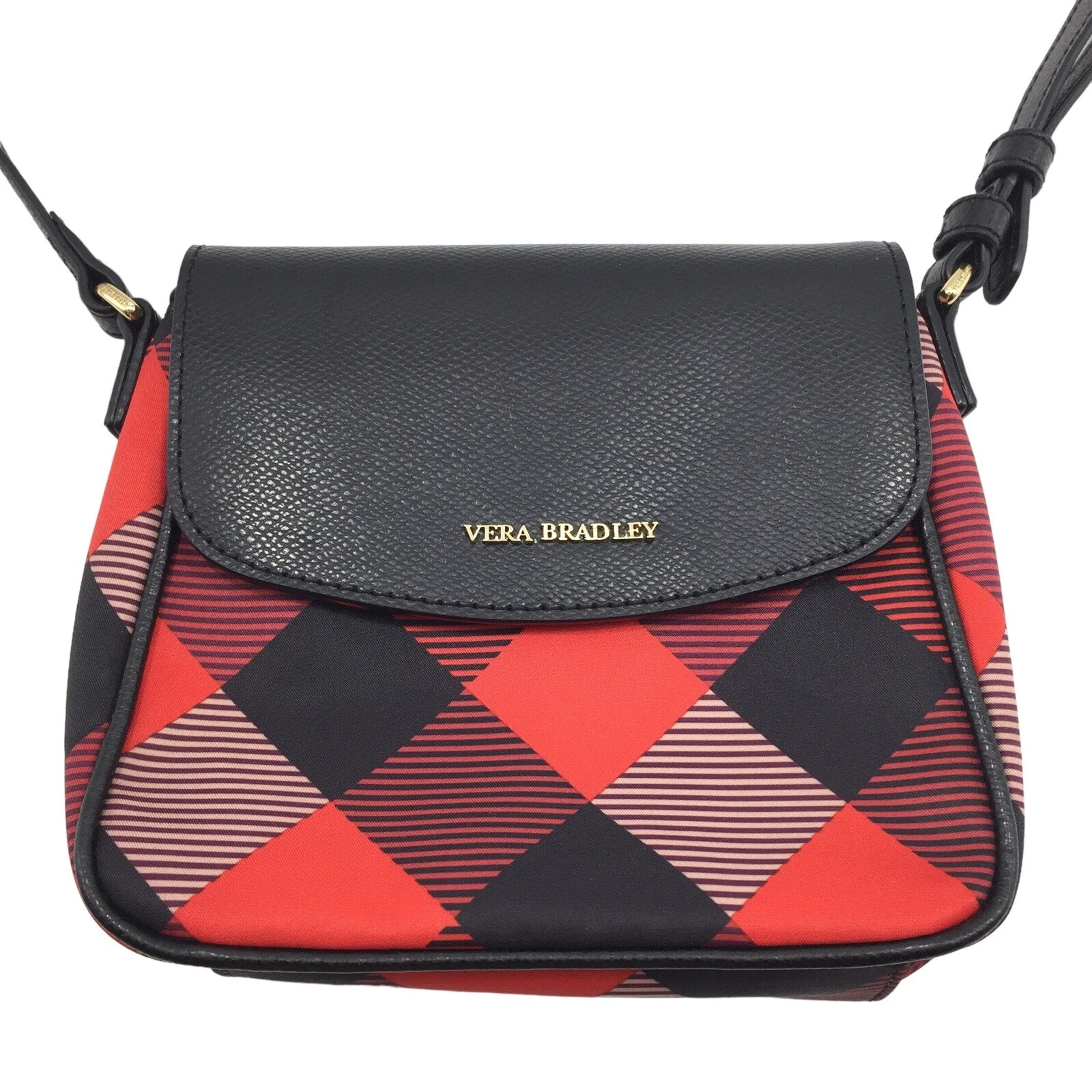 Mini borsa a tracolla Vera Bradley donna piccola a scacchi di bufalo rosso nero