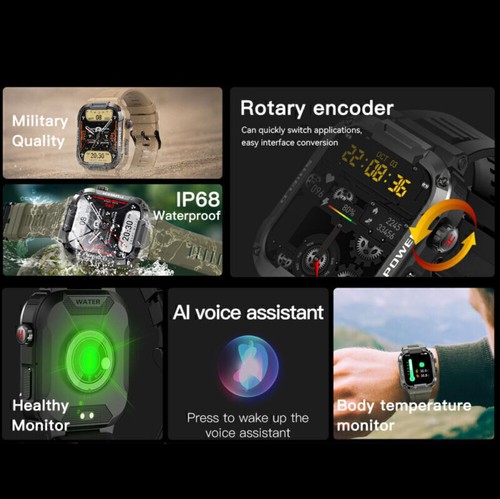Ultra Smart Watch Gard Pro Tri-proof Rugged Fitness Watch Waterproof Dust-Proof - Photo 4 sur 24