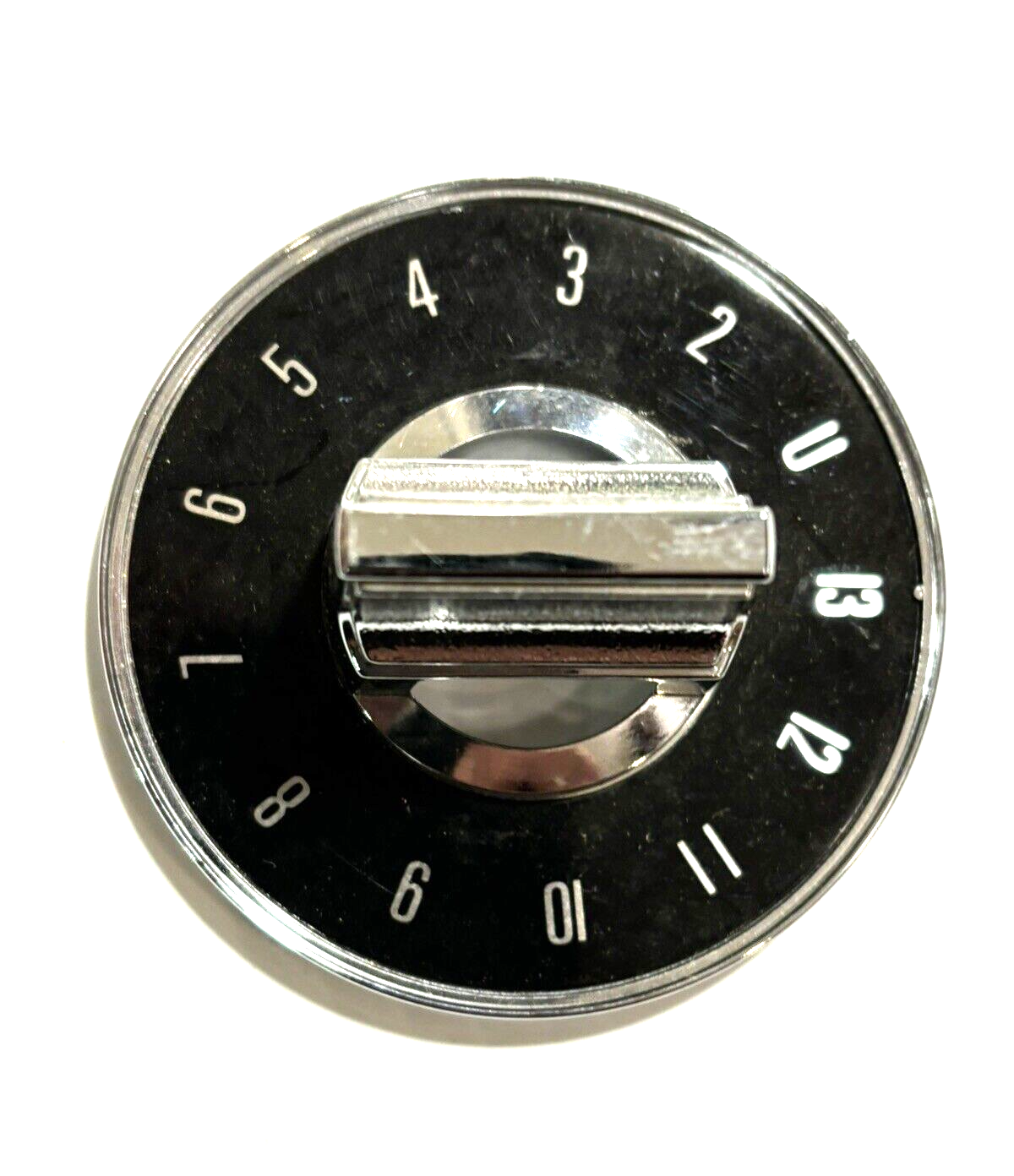 LARGE VINTAGE TV KNOB TELEVISION PART BLACK +SILVER NUMBERED DIAL