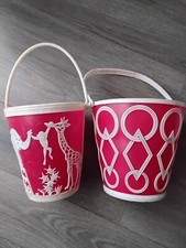 Seau Jouet Plage Plastique Souple Décor Relief Éléphant Singe Girafe Lot de 2