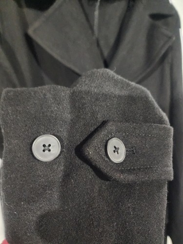NWT J.Ferrar Men's Med Wool Double Breasted Coat black high neck inner zip vest - Picture 4 of 10