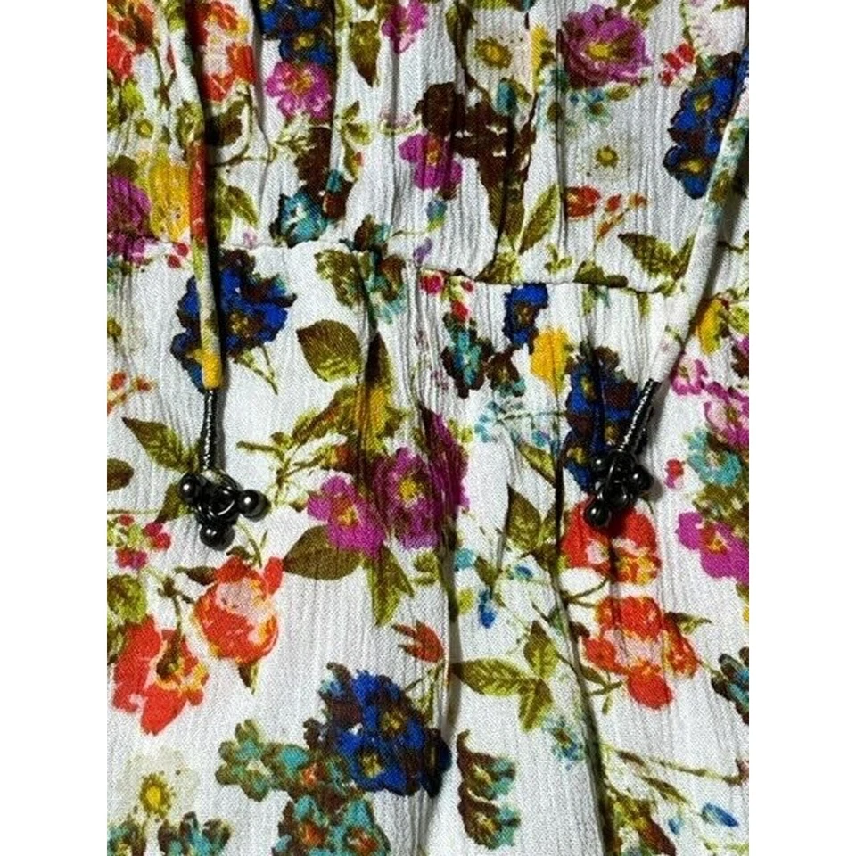 Jessica Simpson Mini Dress Medium Floral Cottagecore Peasant Milkmaid Romantic - Image 4 of 4