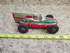 Vintage Tin ORIGNL Friction Rocket race car open wheel WORKS AWESOME toy Japan