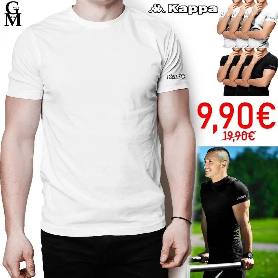 Pack T-shirt Uomo KAPPA Maglietta Intima Slim Fit Cotone Maglia Mezza Manica - Immagine 3 di 4