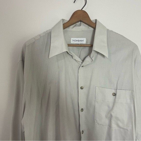 Camicia elegante ufficio Yves Saint Laurent uomo taglia:grande grigio chiaro con bottoni