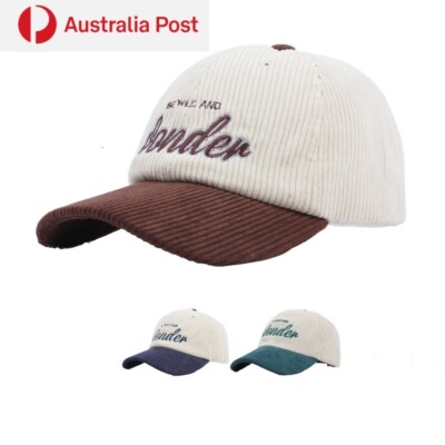 Unisex Sunshade Two Tone Corduroy Baseball Cap With WONDER Embroidery