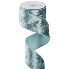 Dusty Blue Velvet Ribbon 2.5 Inch Velvet Wired Ribbon Crushed Velvet Christma...