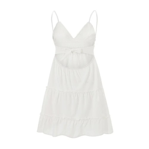 Mini abito donna boho scollo a V pizzo sexy estivo casual vacanza spiaggia prendisole US - Foto 7 di 24