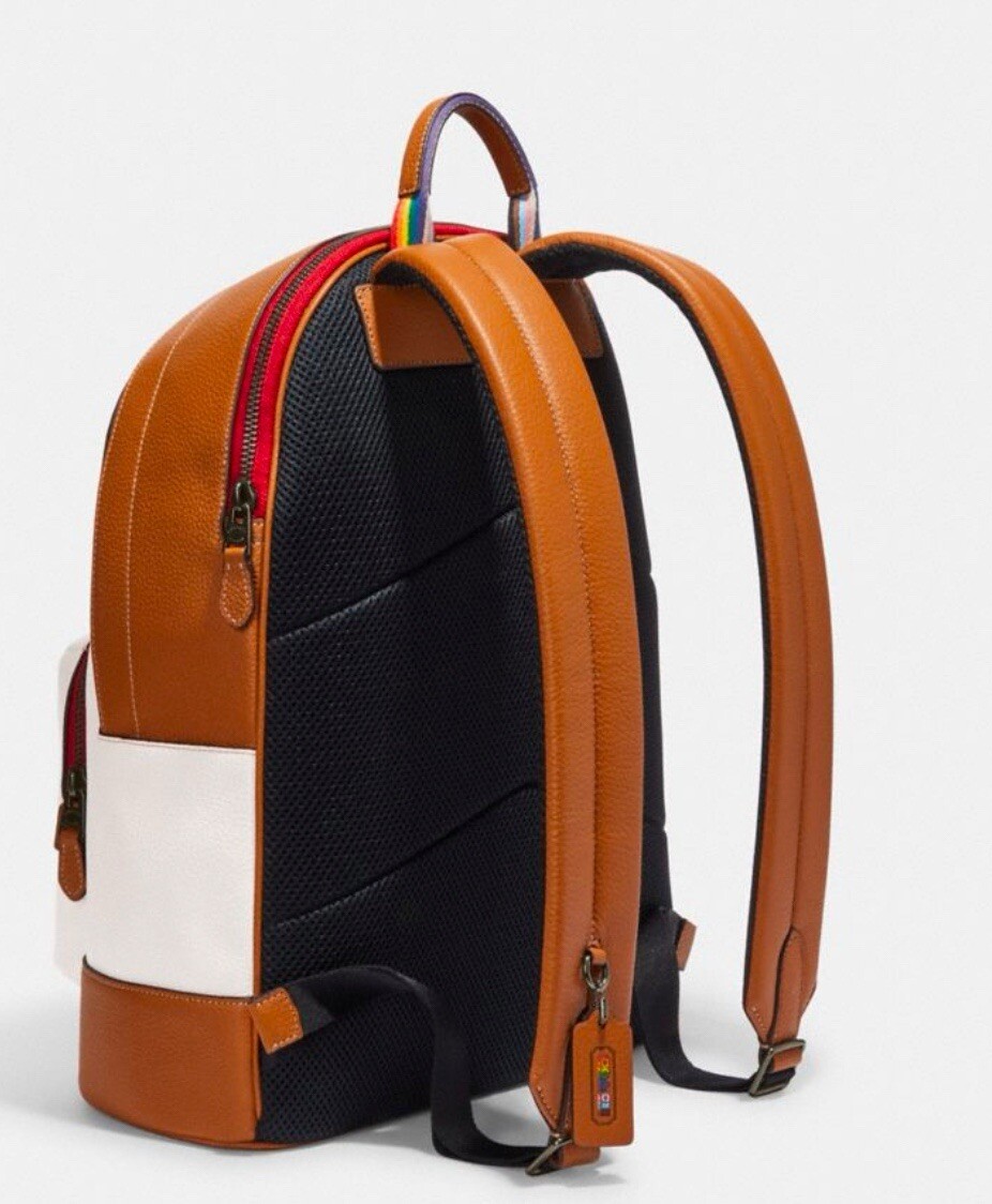 NWT COACH West Backpack In Rainbow Leather Chalk/Brown CJ512 Pride
