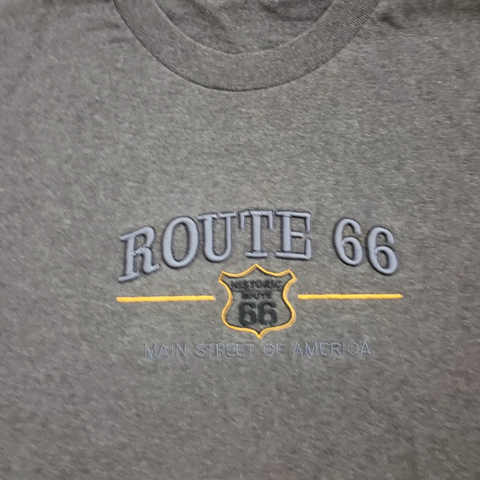 Camisa masculina Route 66 extra grande cinza amarela manga curta algodão adulto estrada - Imagem 3 de 4