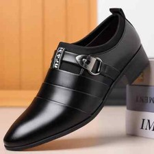 Classic Leather Shoes for Men Slip on Pointed Toe Oxfords Formal Wedding