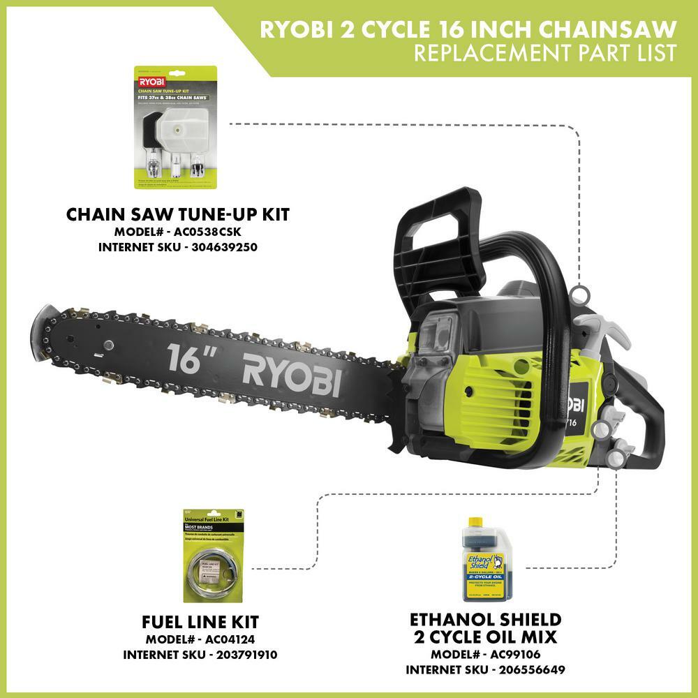RYOBI RY3716 16 in. 37cc 2Cycle Gas Chainsaw with HeavyDuty Case