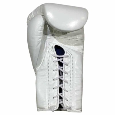 Boxing Gloves White leather Lace Up Pro Type Training NEW 16oz