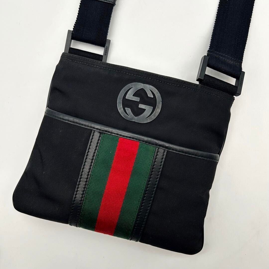 Gucci Interlocking Sherry Line Shoulder Bag Sacoche Nylon Gucci Interlocking Sherry Line Shoulder Bag Sacoche Nylon