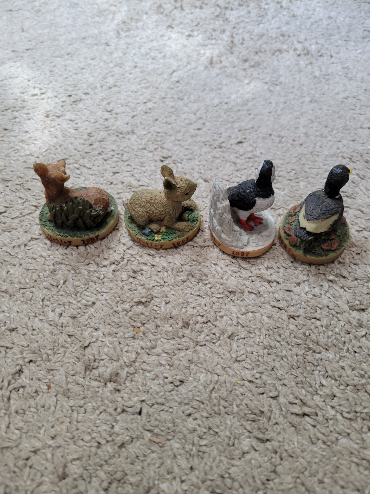 Vintage 1997 Tetley Tea Figurines Deer, Rabbit, Duck, Dodo Lot of 4