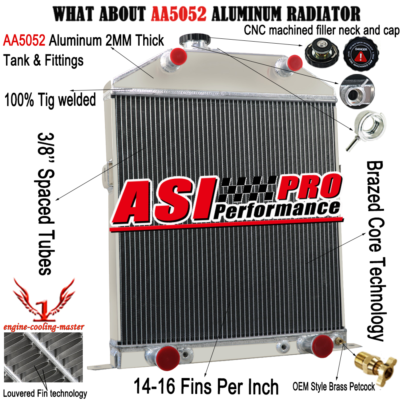 4 ROW Radiator+Shroud Fan Fit 42-48 Ford Super Deluxe Deluxe