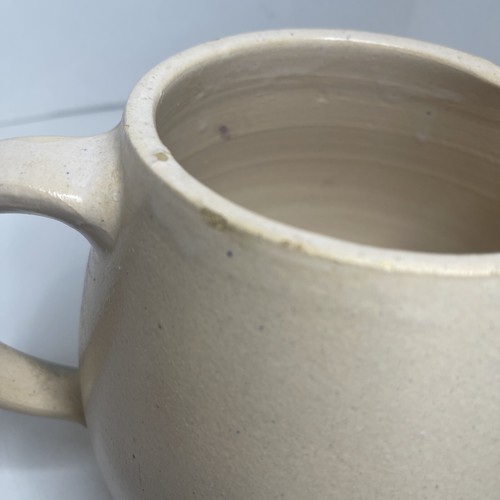P.R. Storie Pottery Co. Marshall TX Stoneware Beige Pitcher w Homestead Scene - Picture 5 of 10