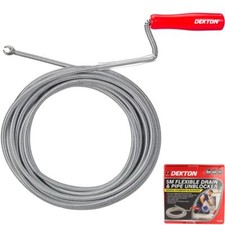 Dekton 5m Drain Waste Pipe Sink Cleaner Unblocker Spring Rod Toilet Plug 