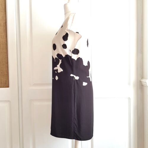 Mint Velvet - Size 12 Black and Cream Lined Summer Shift Dress - Picture 2 of 3
