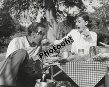 Gary Cooper And Audrey Hepburn Lovers On A Picnic REPRINT RP #4472
