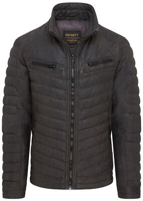 Herren Khaki Grün Puffer Leder Biker Jacke Gesteppt Vintage Warm Bomberjacke