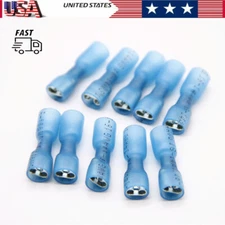 100Pcs Spade Female Heat Shrink Blue Wire 16-14Gauge Connectors Crimp Terminals