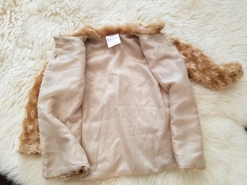 Little Girls Size 2 Caramel Minky Swirl Coat with Sparkly Buttons - Picture 6 of 8