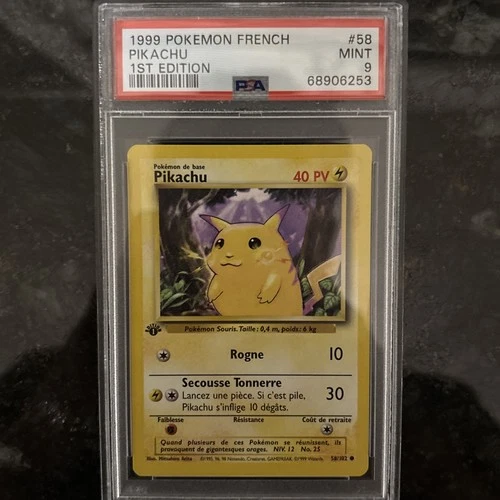 1999 Pokemon FRENCH 1st Edition Base Set Pikachu 58/102 PSA 9 MINT