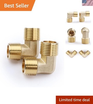 Set of 2 Brass 90 Degree Elbow Fittings 1/2'' NPT Male for Reliable Connections
