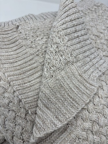 Boll and Branch Cable Knit Oatmeal Beige Throw Blanket Soft Lightweight - 第 2/7 張圖片