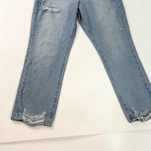Good American Good Boy Jeans Womens Blue 15 Cotton Distressed Straight Leg - Picture 2 of 10