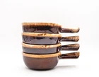 Set of 4 McCoy Brown Drip Soup Chili Bowls with Handles #7050 Vintage Pottery