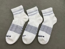 3 pairs Women's Bombas Vintage Stripes Quarter Socks Size M 8-10.5 White