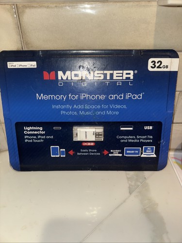 Monster Digital 32GB iX32 USB/Lightning Flash Drive BNIB Memory For iPhone iPad - 第 1/4 張圖片