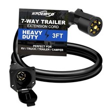 3FT 7 Way Trailer Extension Cord - Heavy Duty 7 Pin Wiring Harness with Double