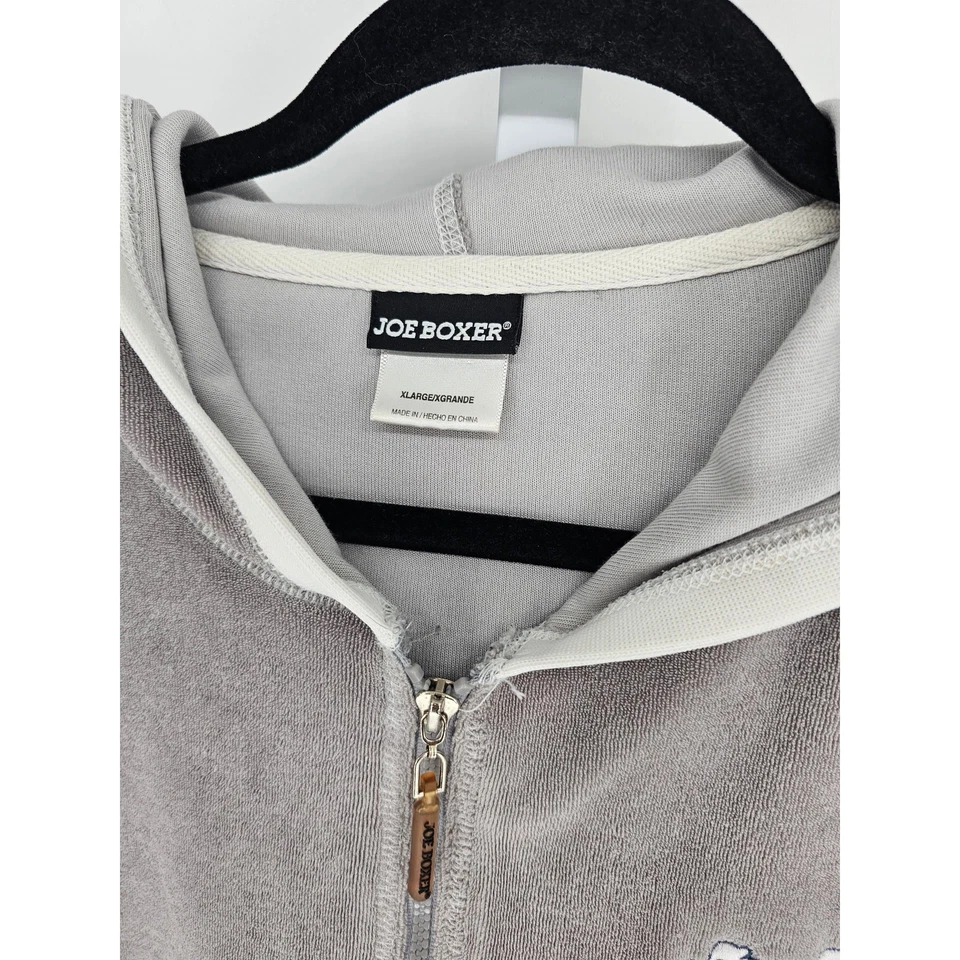 Boxer vintage Y2K Joe para mujer talla XL cremallera hooide gris bordado tela de rizo Foto 3 de 4