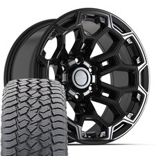Df03 18x9 Black Defiant Wheels 27565r18 At2 Tires Set Fits Silverado Tahoe Df03 18x9 Black Defiant Wheels 27565r18 At2 Tires Set Fits Silverado Tahoe