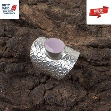 Christmas Sale 925 Silver Genuine Rose Chalcedony Band Daughter New Ring Jewelry