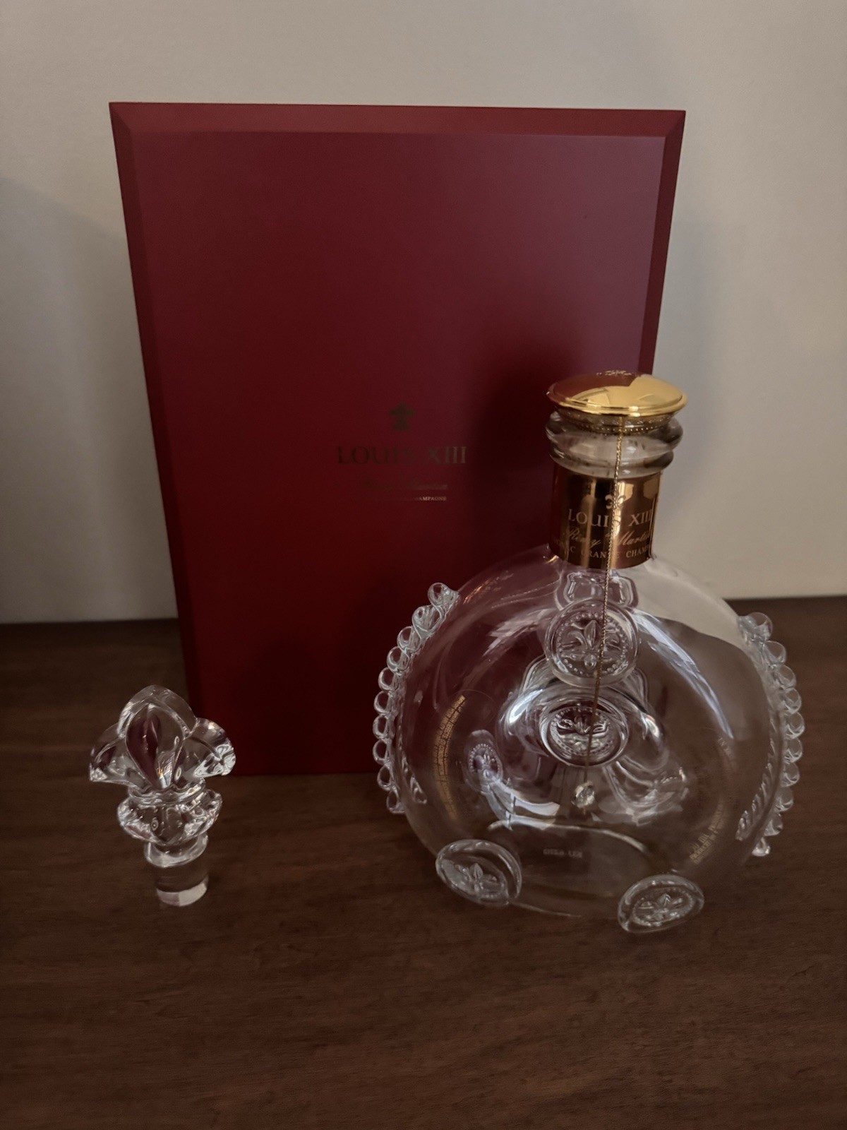 Empty Remy Martin Louis Xlll Bottle With Mirror case, 2 Tops, and Book