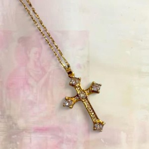 Authentic ꧁ᬊᬁ y2k style 18k gold-plated stainless steel cross necklace ᬊ᭄꧂