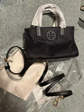 Tory Burch Ella Nylon Mini Tote Crossbody Bag 146437 In Black