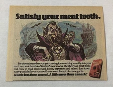 1978 Jack Davis cartoon ad ~ DRACULA EATING A SLIM JIM ~ Vampire