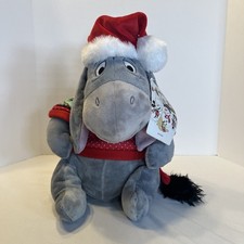 Christmas Eeyore Plush Disney Store 12 Inches Tall Lights Red Sweater