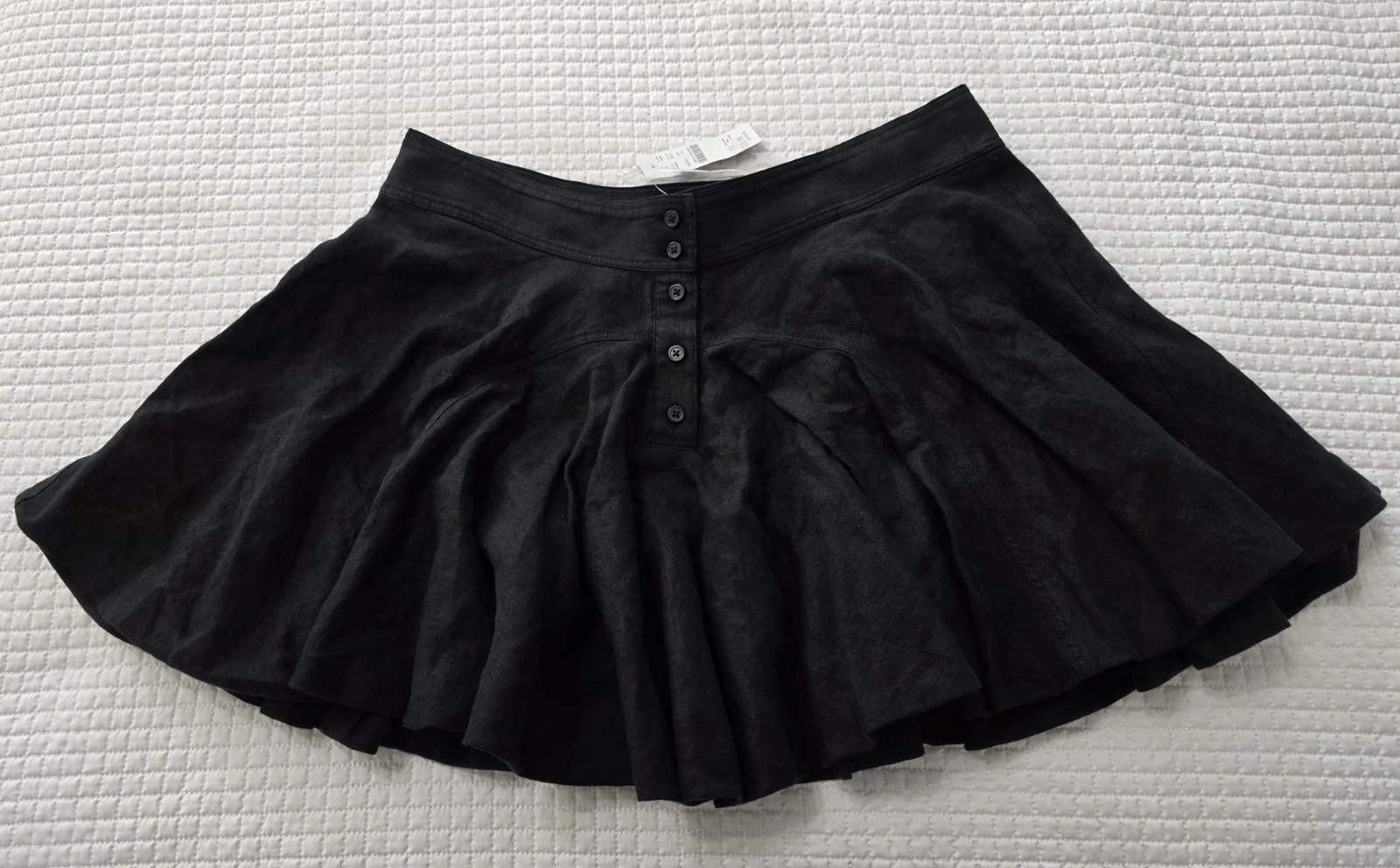 New J. Crew Black Linen Flared Goth Grunge Y2K Style Mini Skirt Size 12