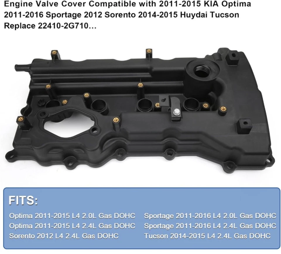 起亚 Optima、起亚 Sportage、起亚索伦托和现代 Tuscon 发动机阀盖 — 第 2/4 张图片