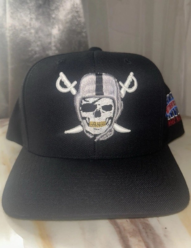 Raiders Snapback Hat Cap Skull Gold Grill Super Bowl XVIII Las Vegas Football