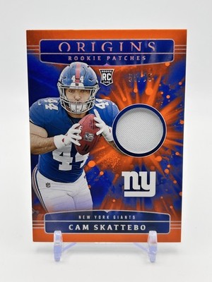 2025 Panini Origins Cam Skattebo SP RC Orange-White Patch /75