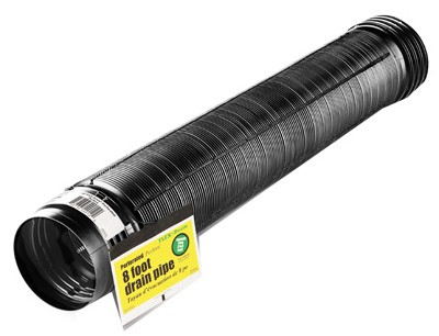 Flexible Expandable Drain Pipe,Perforated Black Polyethylene,4 In.x8 Ft. - 54022