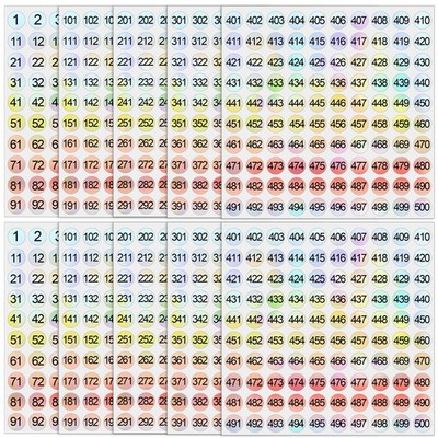 Small Number Stickers 1 to 500 Vinyl Consecutive 2 Sets 1-500--10 Shee